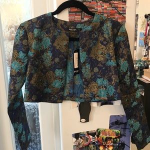 Nasty gal crop metallic brocade jacket!